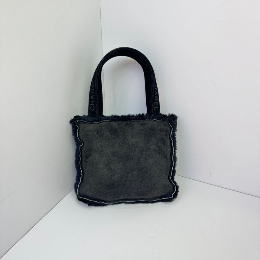 Chanel Black Plush Handbag Medium