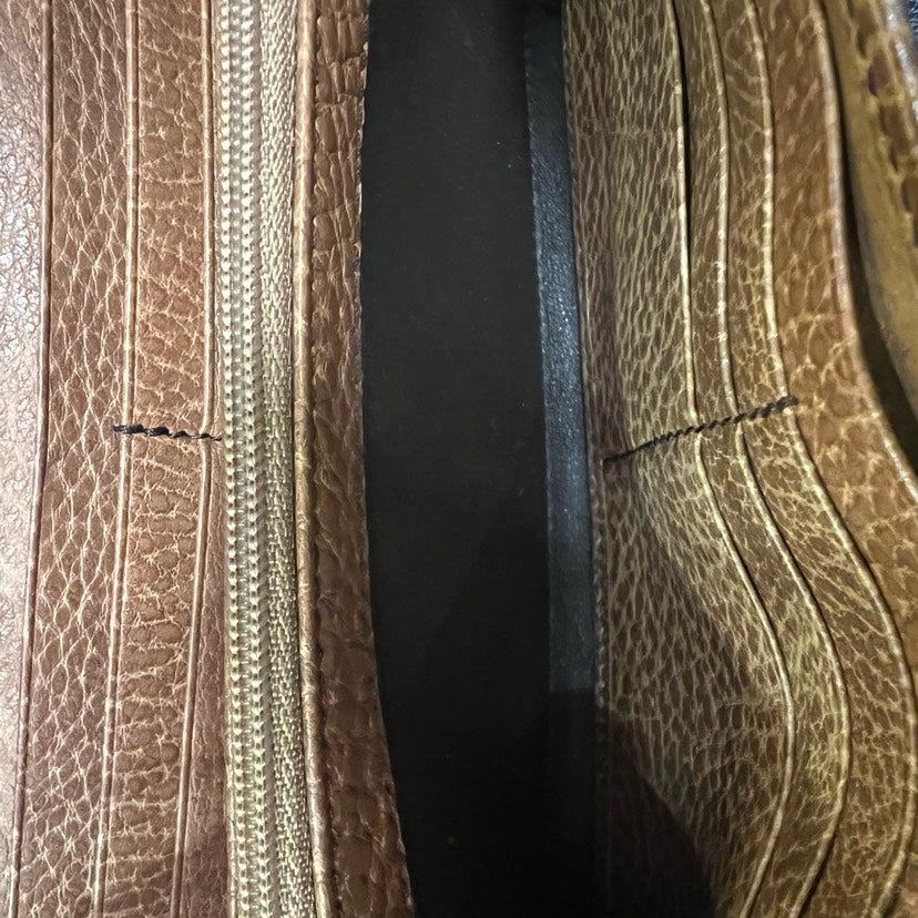 Gucci Brown Canvas Leather Patchwork Long Wallet