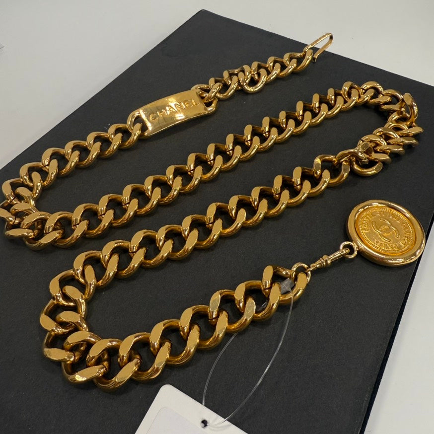 Vintage Chanel FM6086 Gold Chain Belt 31.5â€ÂÂ