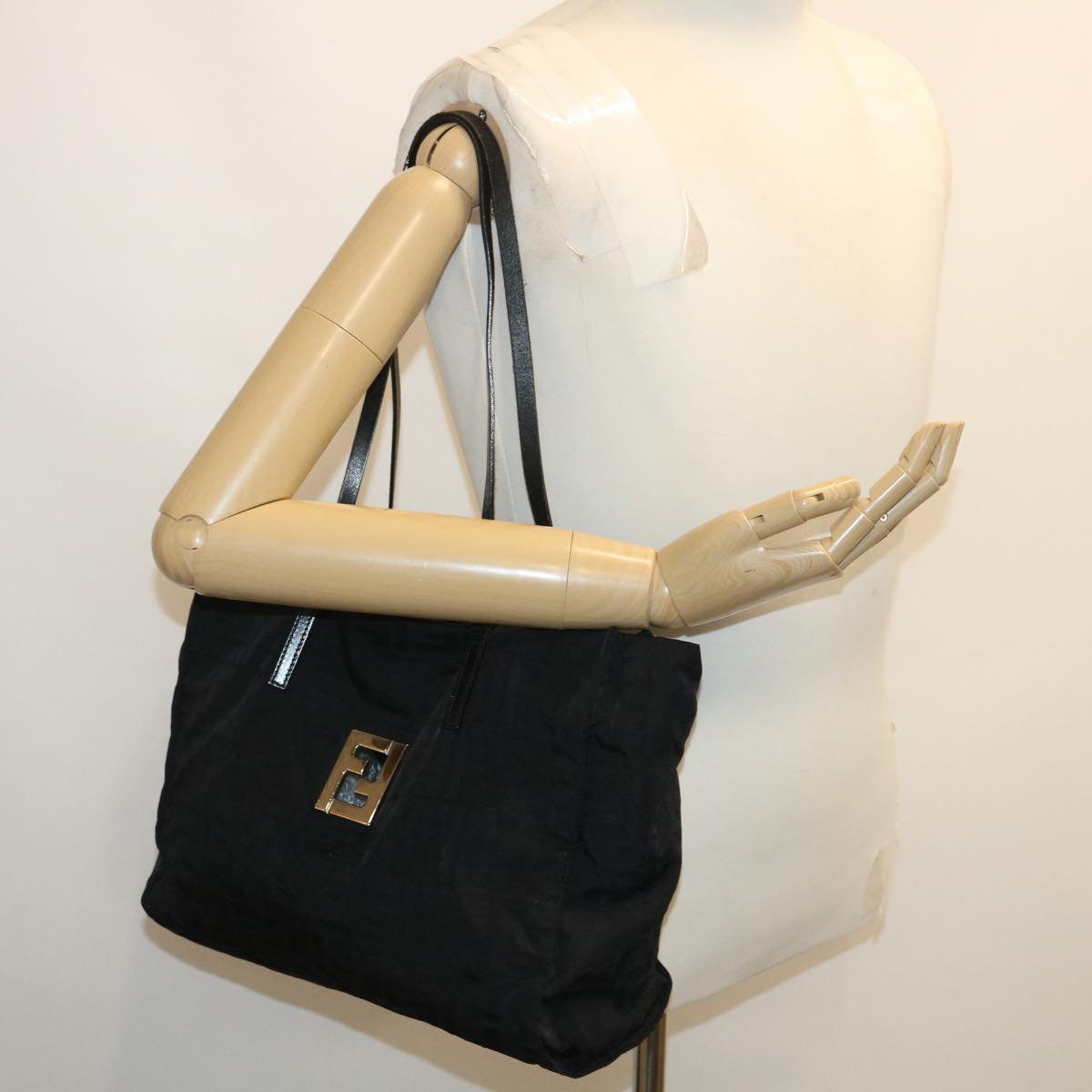 FENDI Zucca Canvas Tote Bag Nylon Black rd2078