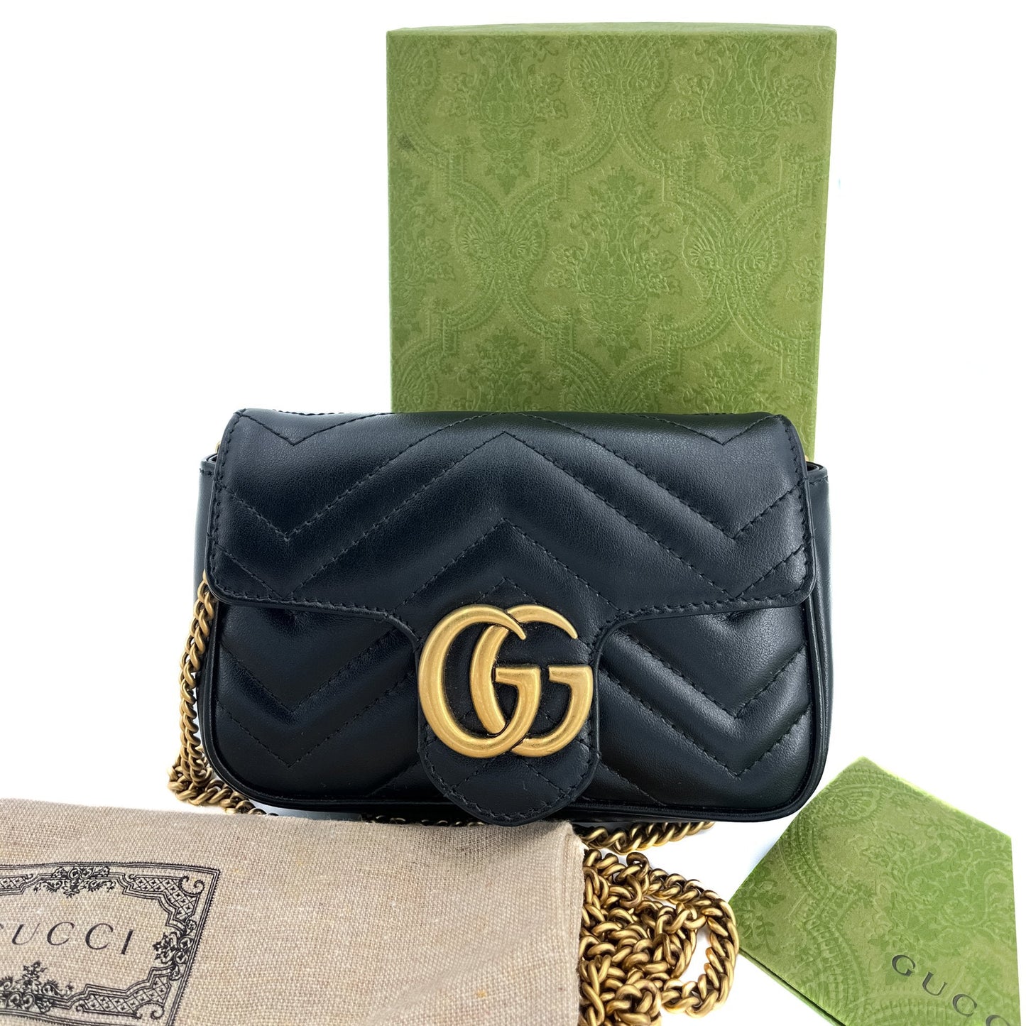 GG Marmont Nano Matelassé Leather Black Bag