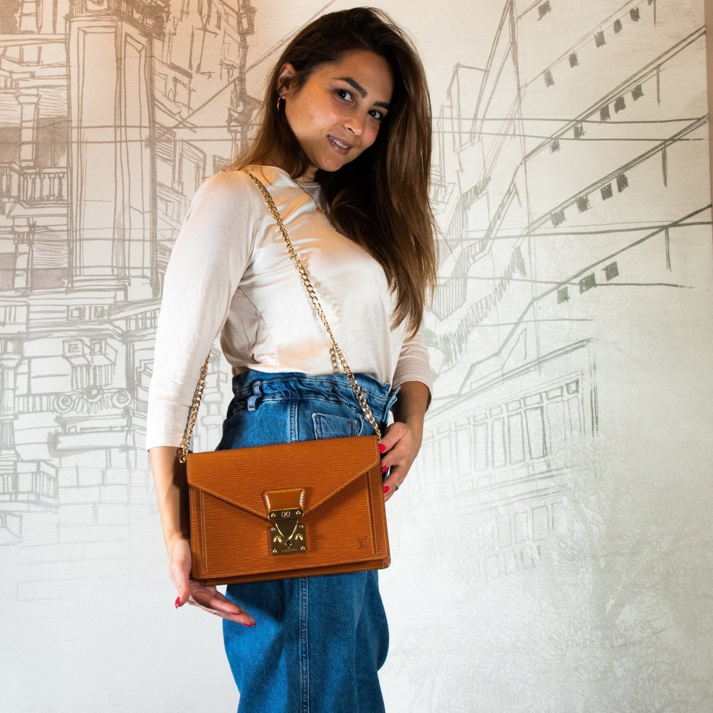 Epi Sellier Dragonne Clutch Brown M52618