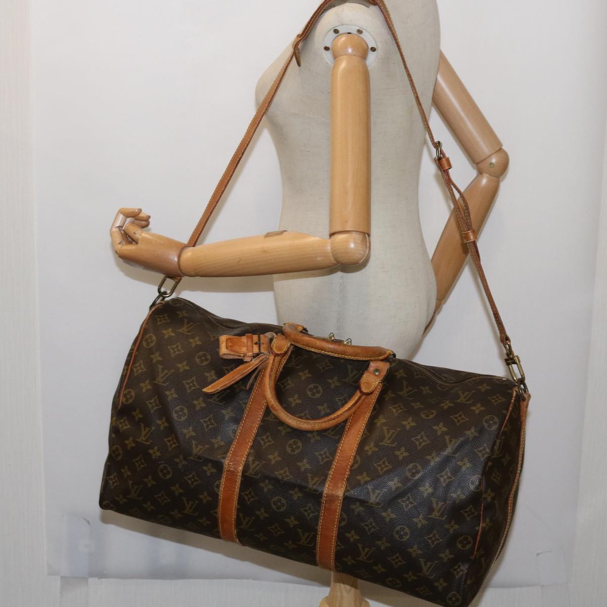 LOUIS VUITTON Monogram Keepall Bandouliere 50 Boston Bag M41416 LV th4386