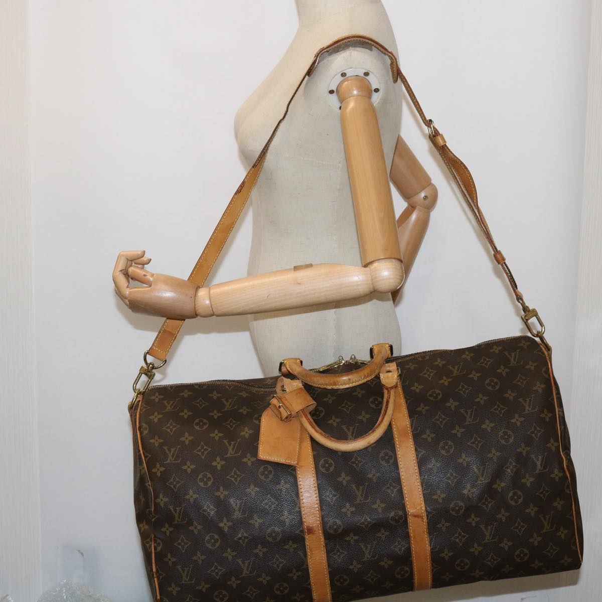 LOUIS VUITTON Monogram Keepall Bandouliere 55 Boston Bag M41414 LV th4391