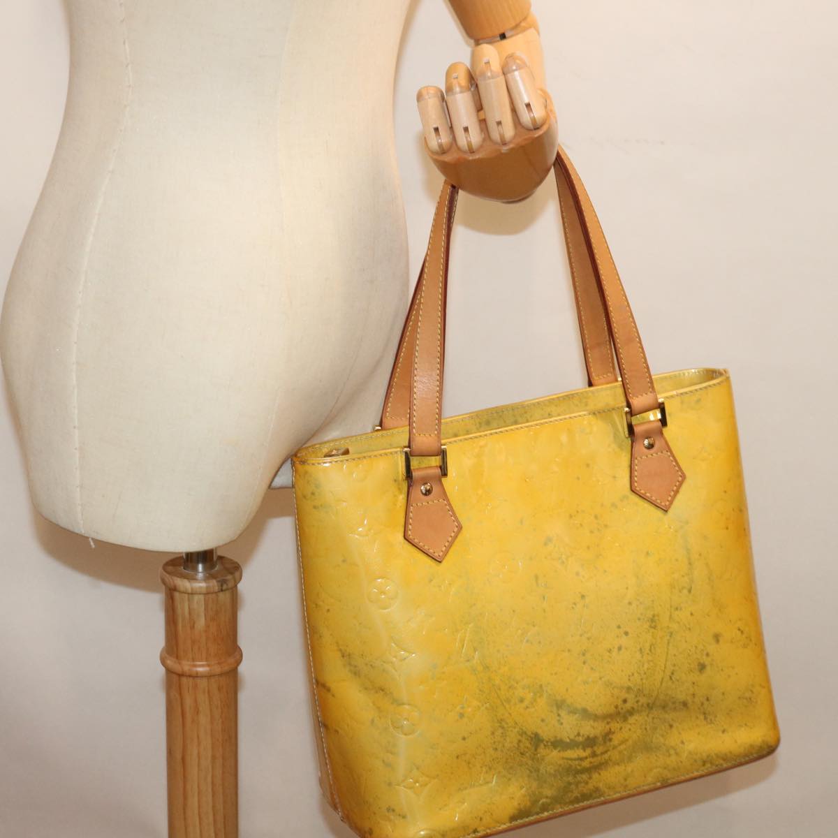LOUIS VUITTON Monogram Vernis Houston Hand Bag Gris M91053 LV th4801
