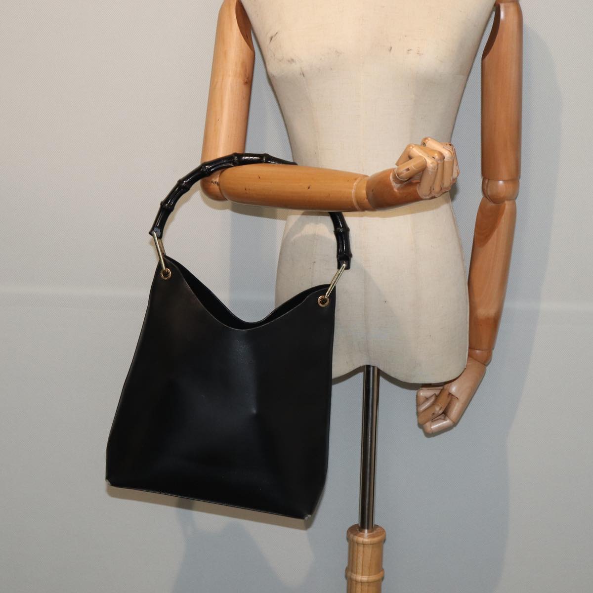 GUCCI Bamboo Hand Bag Leather Black 001 2113 1880 ti1885