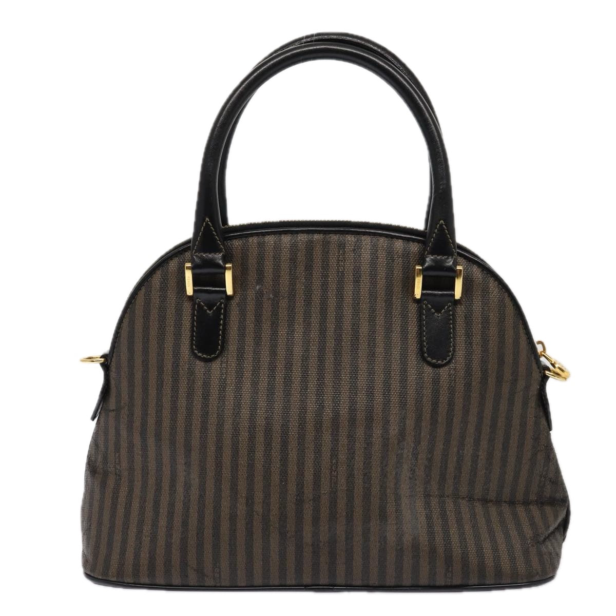 FENDI Pecan Canvas Hand Bag Coated Canvas 2Set Brown Black ti1976