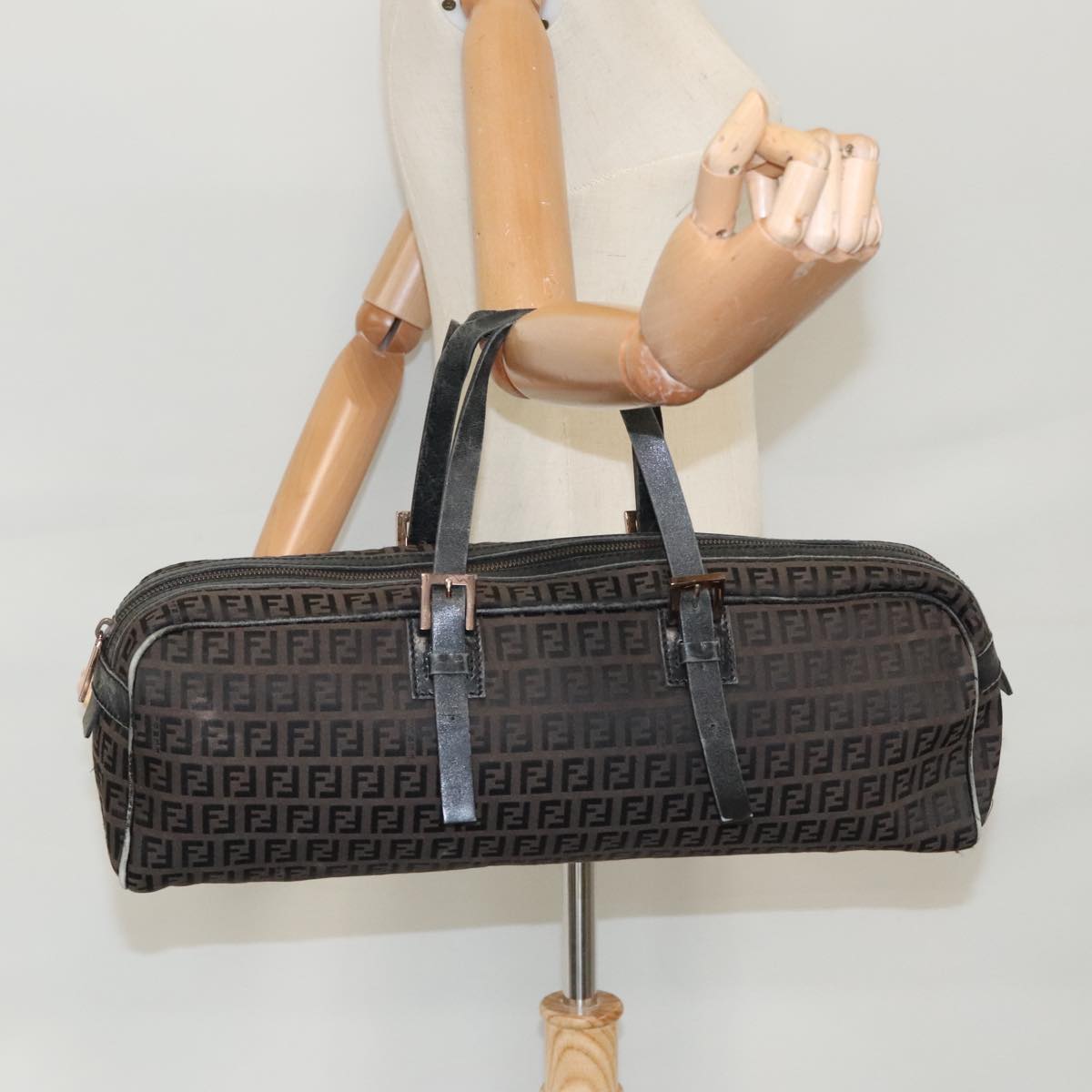 FENDI Zucchino Canvas Hand Bag Canvas Brown ti2386