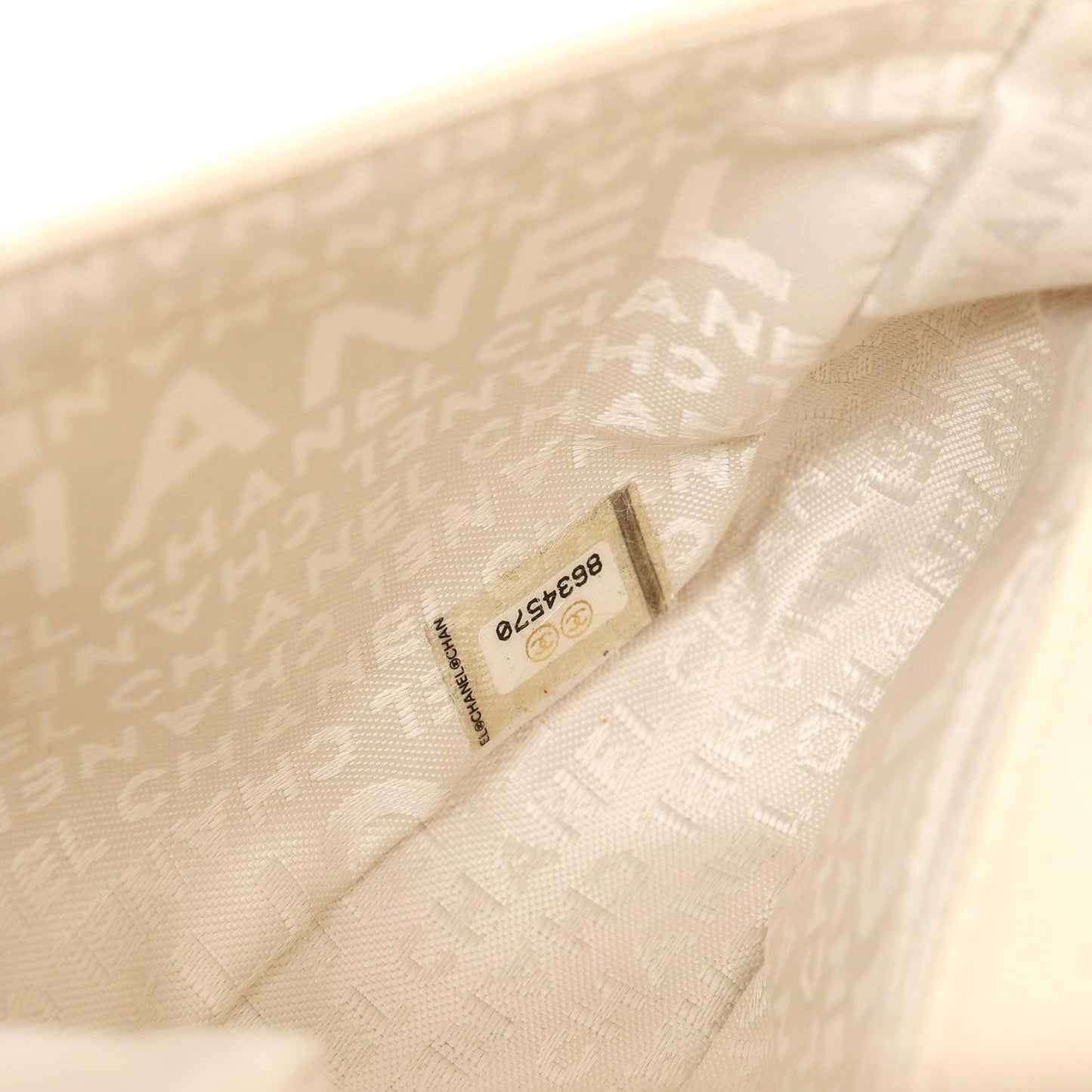 Chanel Ivory Jersey Evening Bag with Mirrored Pyramid Studs