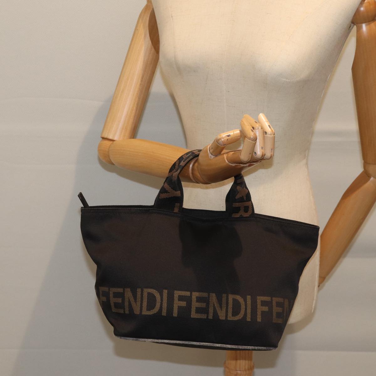 FENDI Hand Bag Canvas Black yk11461