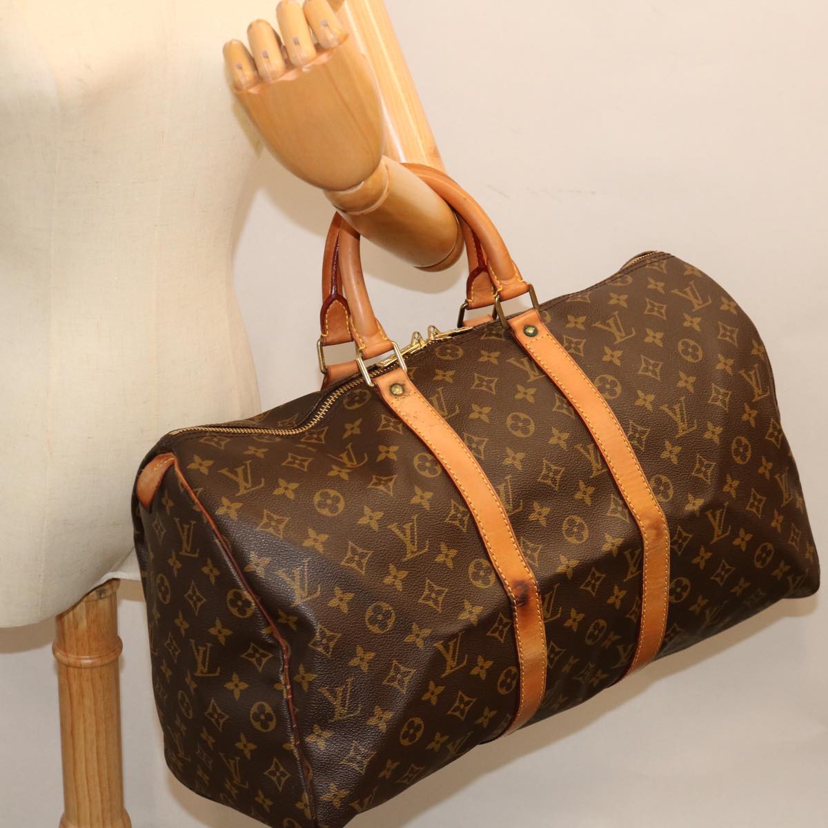 LOUIS VUITTON Monogram Keepall 45 Boston Bag M41428 LV yk11714