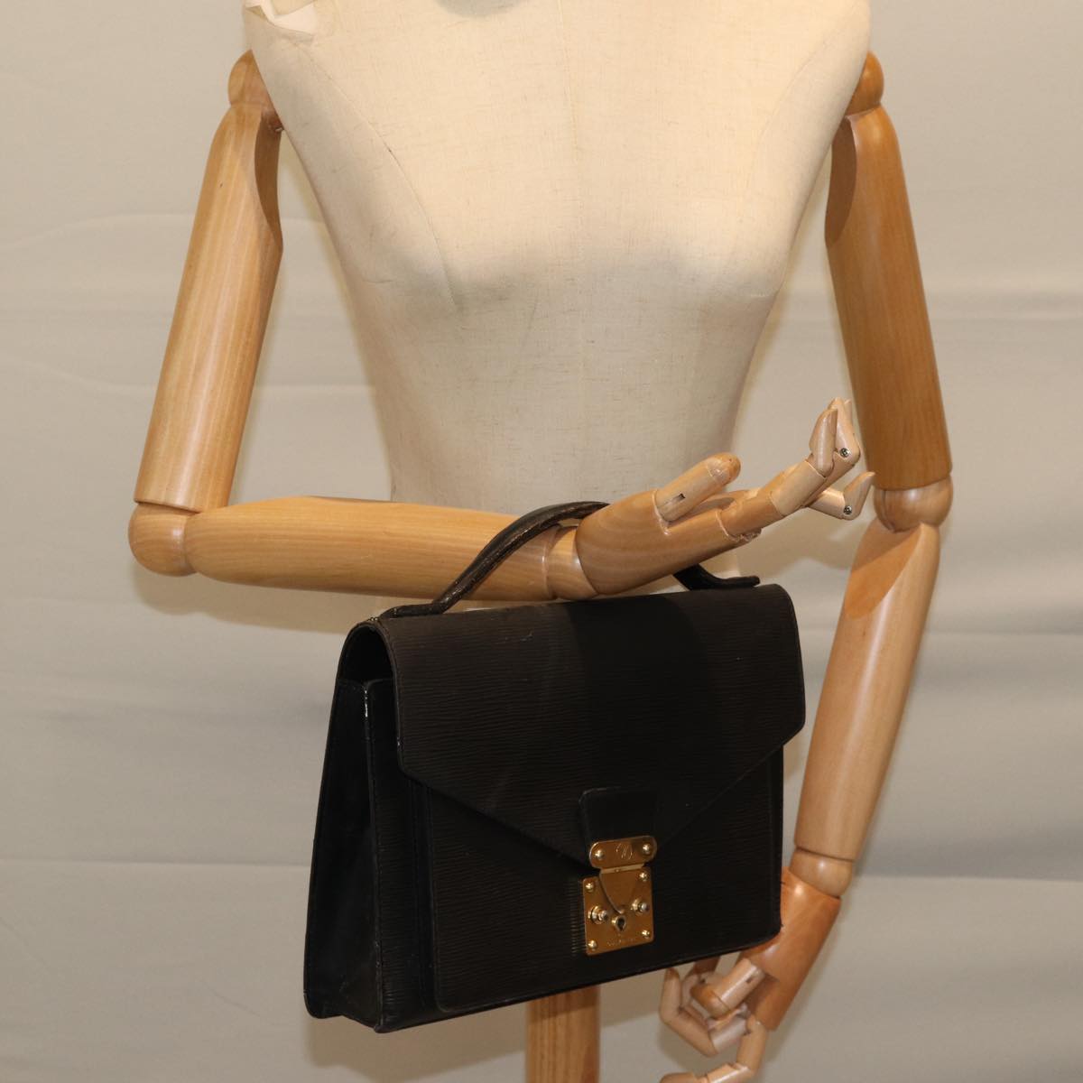 LOUIS VUITTON Epi Monceau 28 Hand Bag Black M52122 LV yk11939