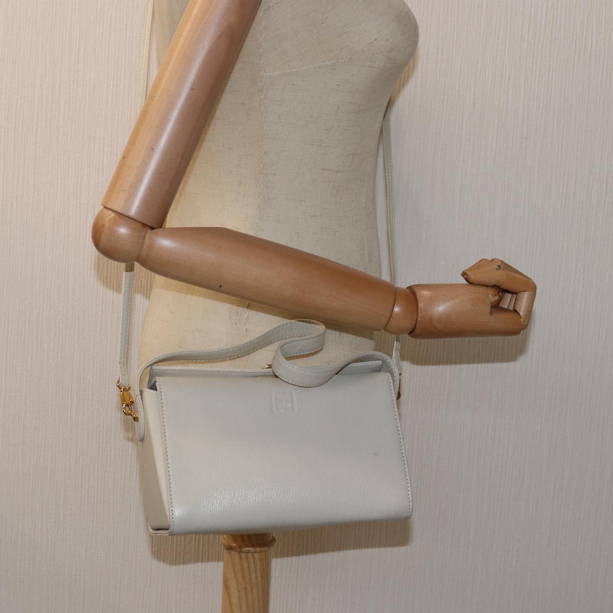 FENDI Hand Bag Leather 2way White yk12624