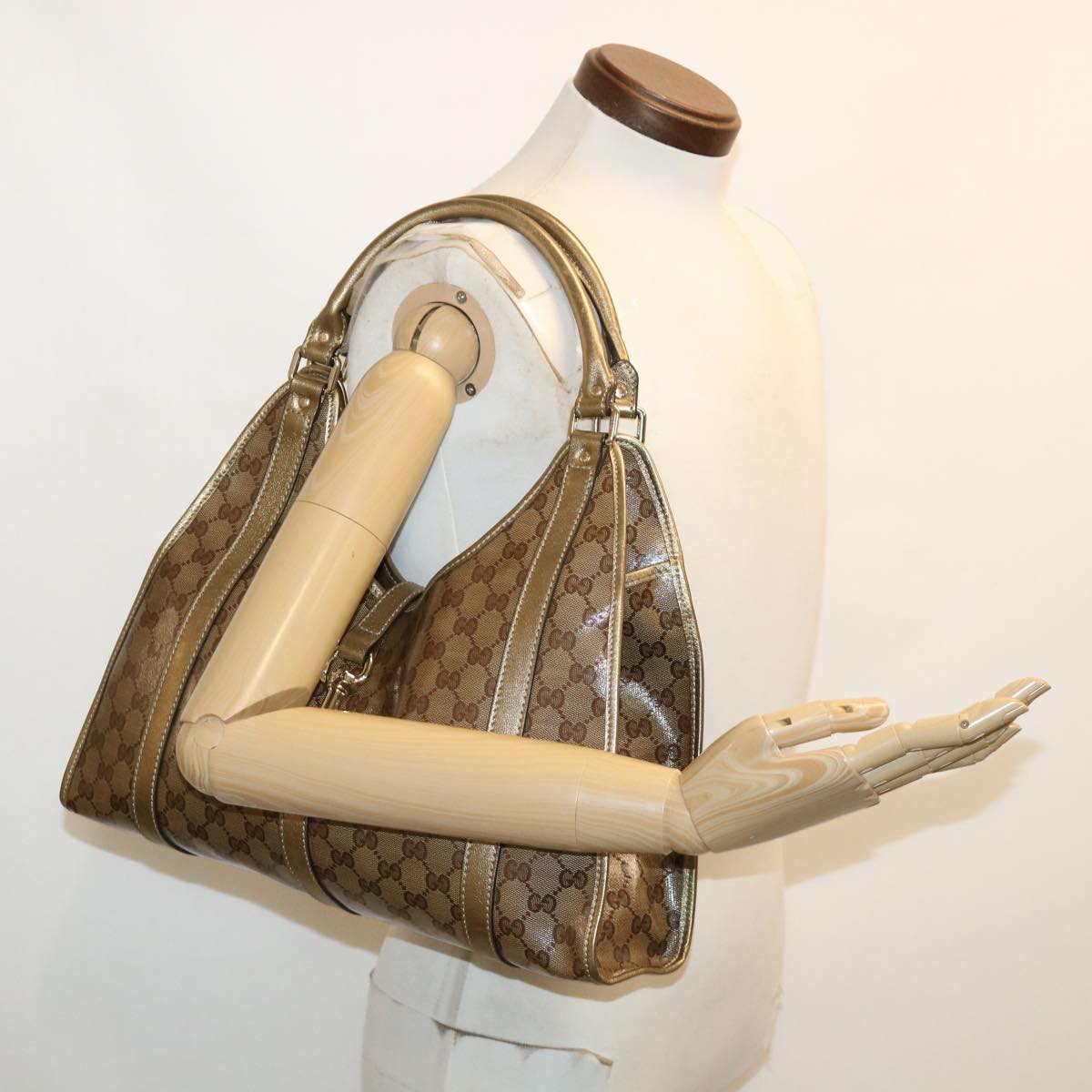 GUCCI GG Canvas Jackie Shoulder Bag Brown yk5536
