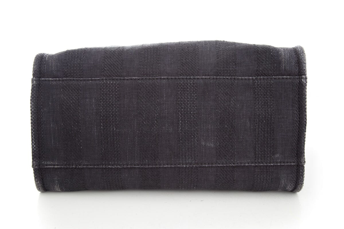Chanel Chambray and Black Raffia Large Deauville Shopping Tote