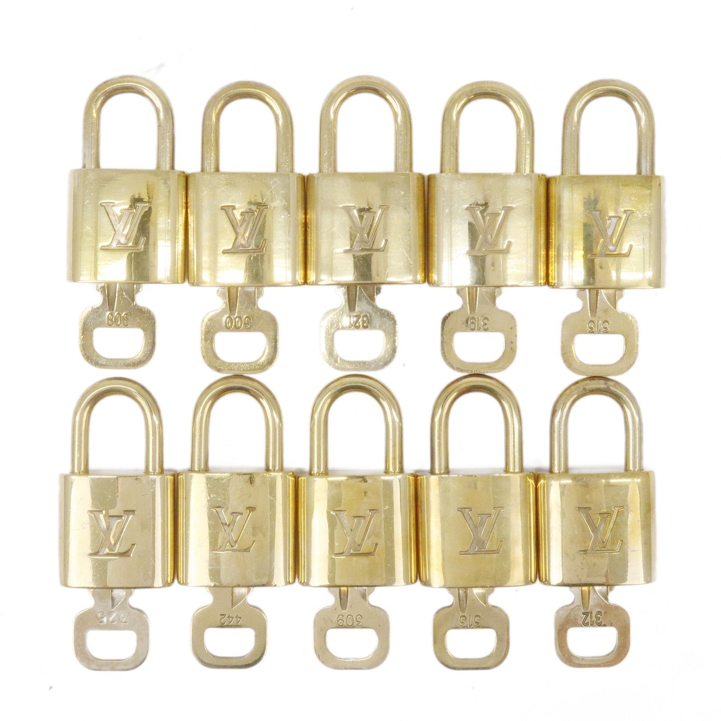 Louis Vuitton Set of 10 Lock & Key Cadena Key Lock Gold