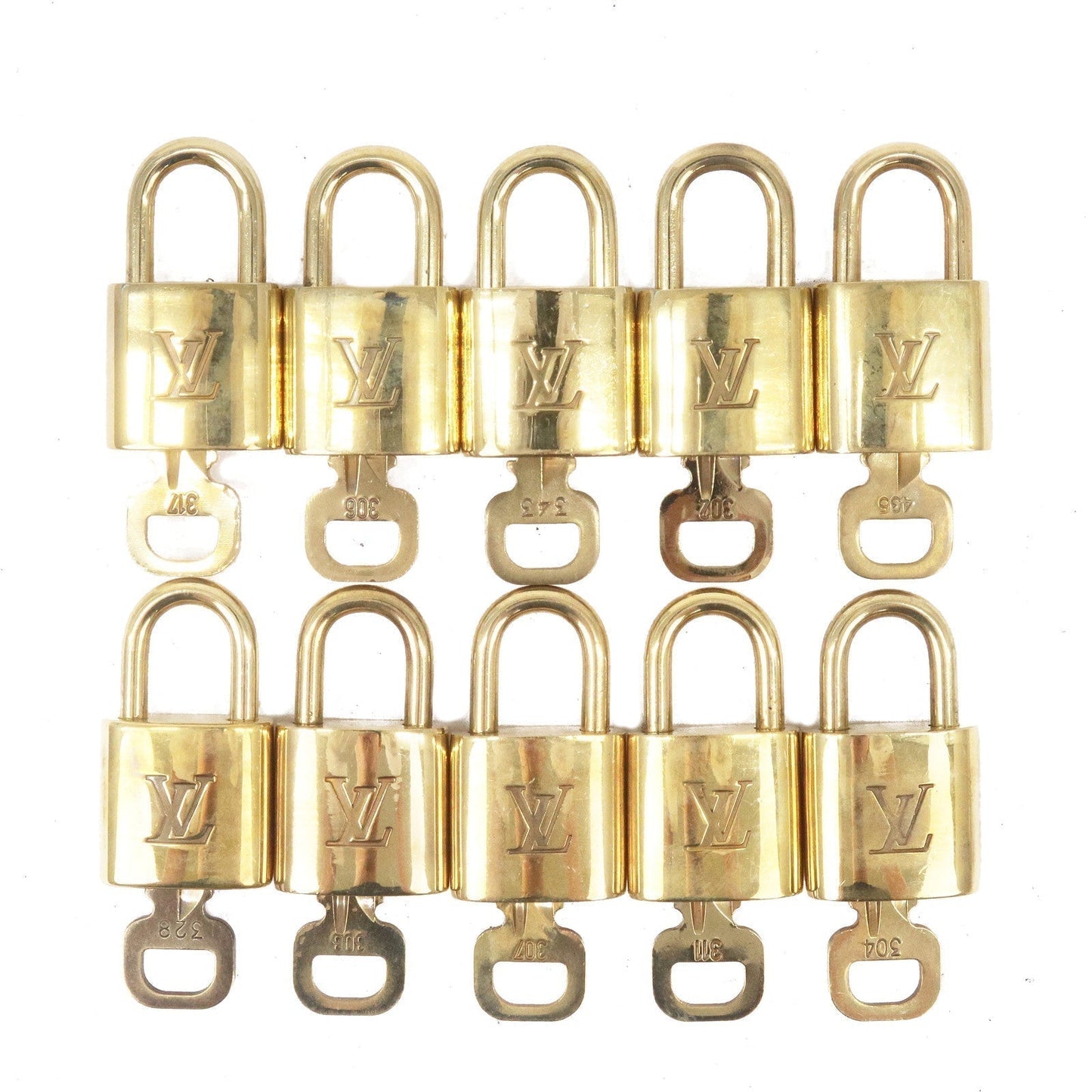 Louis Vuitton Set of 10 Lock & Key Cadena Key Lock Gold