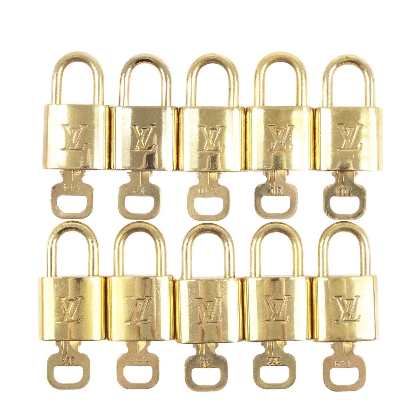 Louis Vuitton Set of 10 Lock & Key Cadena Key Lock Gold