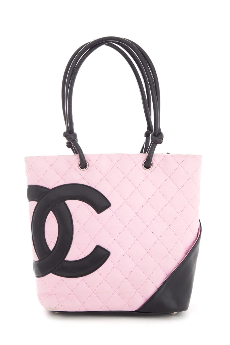 Chanel Vintage Pink and Black Small Linge Cambon Handbag