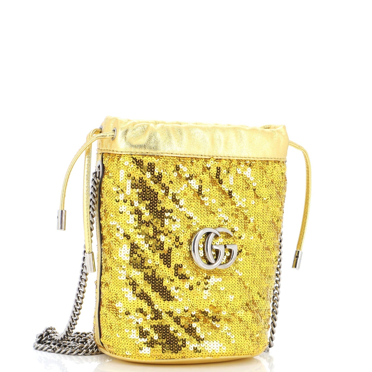 GG Marmont Bucket Bag Diagonal Quilted Sequins Mini