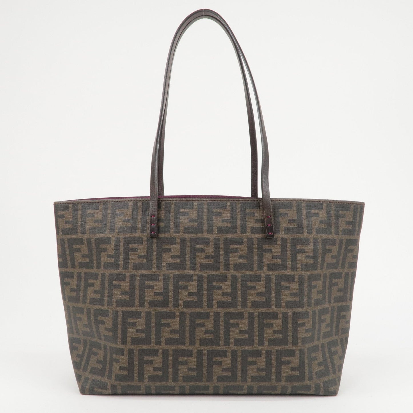 FENDI Zucca Logo Print PVC Leather Tote Bag Brown 8BH198