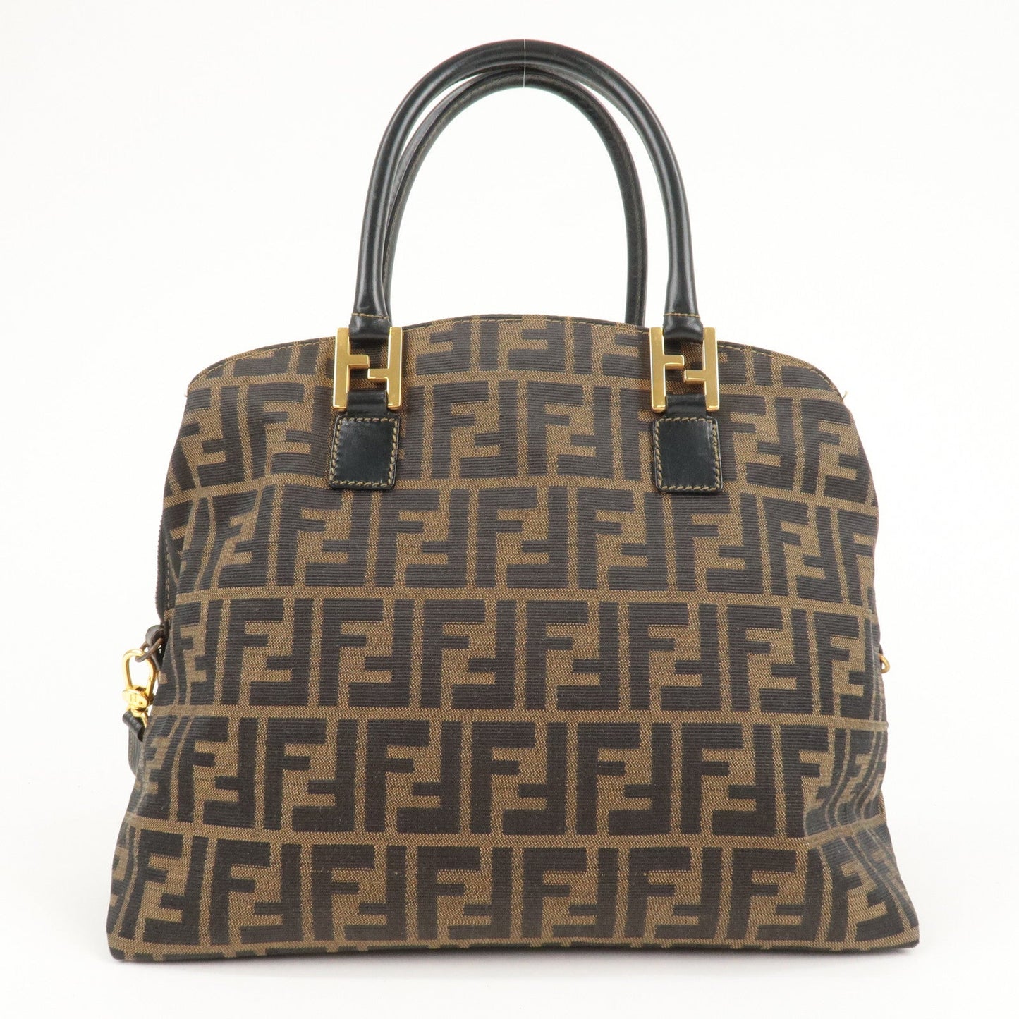 FENDI Zucca Canvas Leather 2Way Shoulder Bag Brown Black 14968