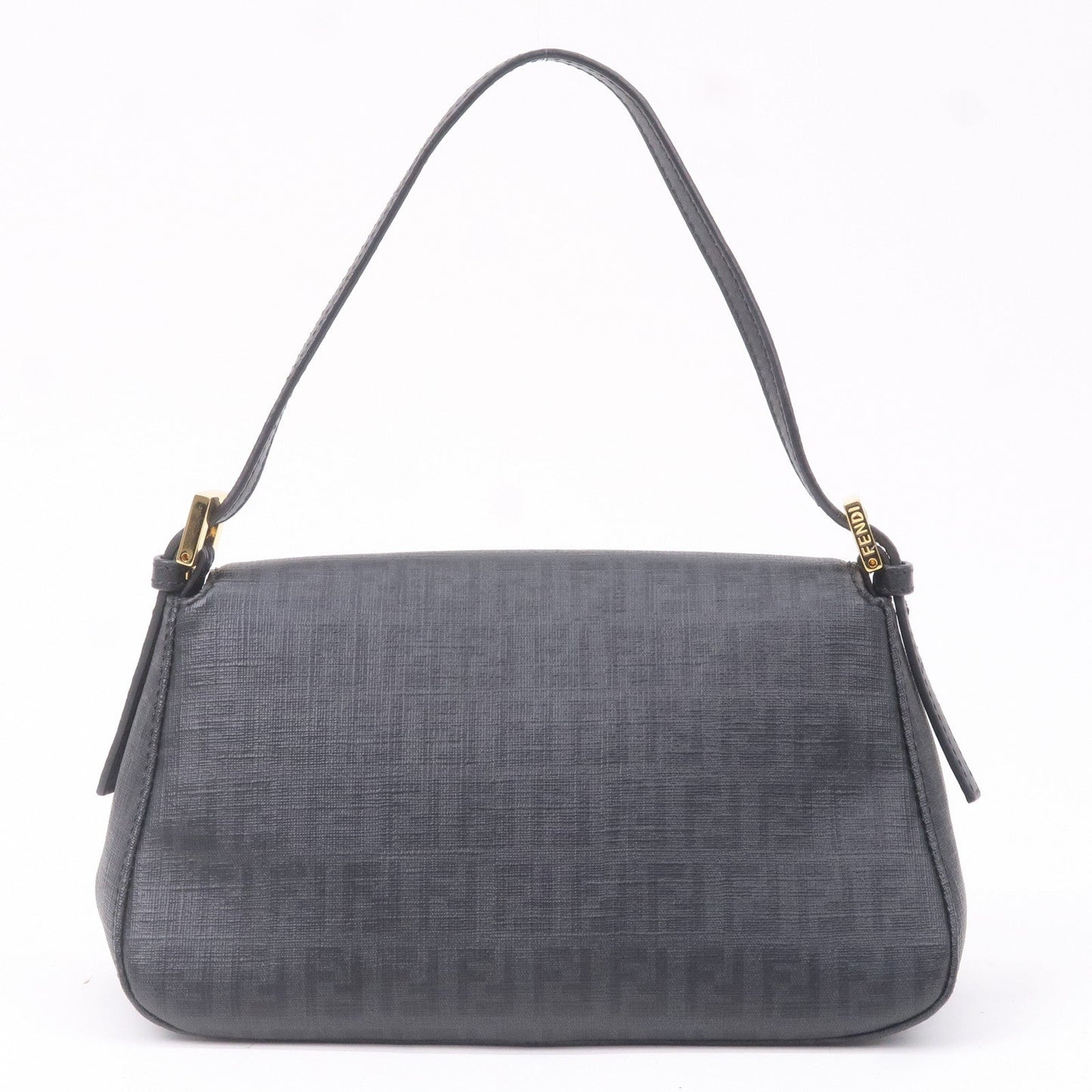 FENDI Zucchino Mamma Baguette PVC Leather Hand Bag Black 8BR180