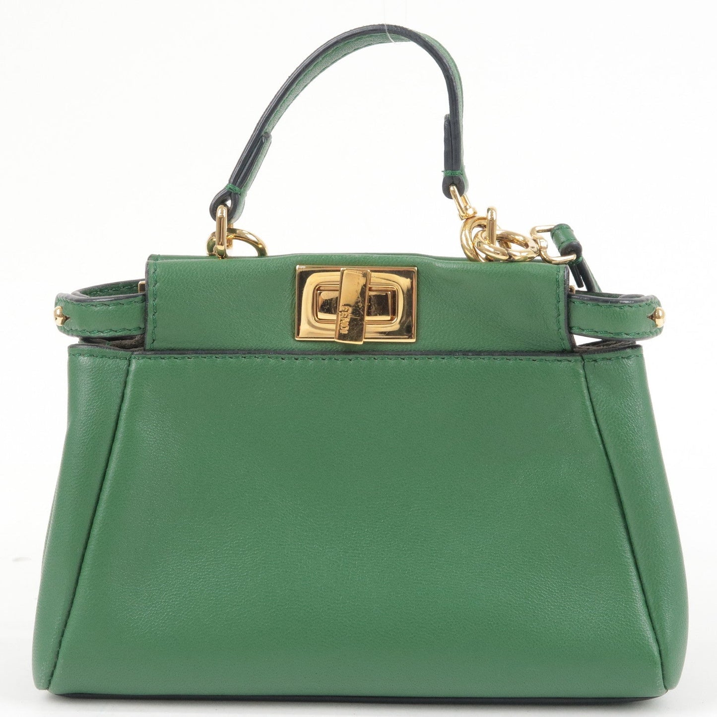 FENDI Micro Peekaboo Leather 2Way Bag Hand Bag Green 8M0355
