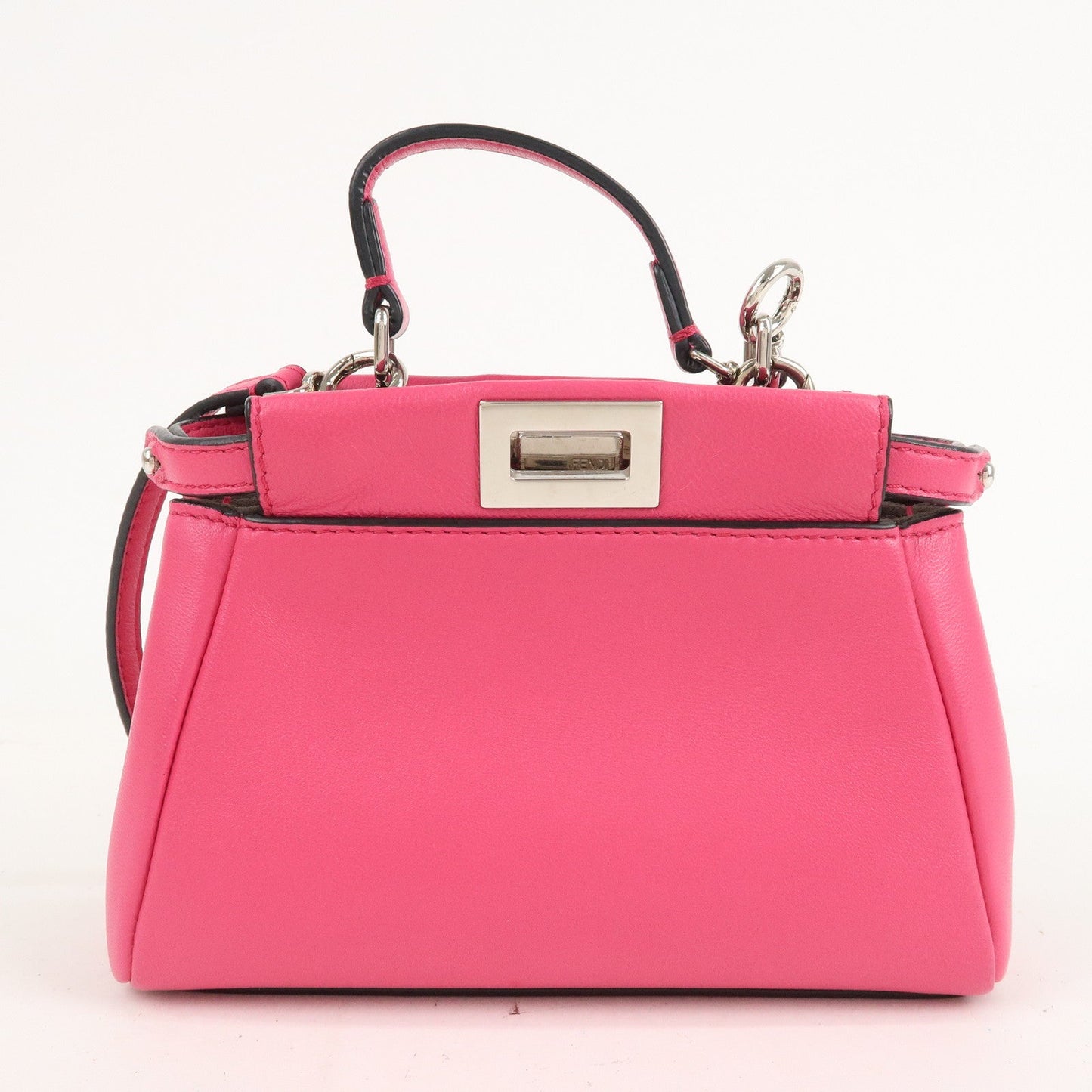 FENDI Leather Micro Peekaboo 2Way Bag Hand Bag Pink 8M0355