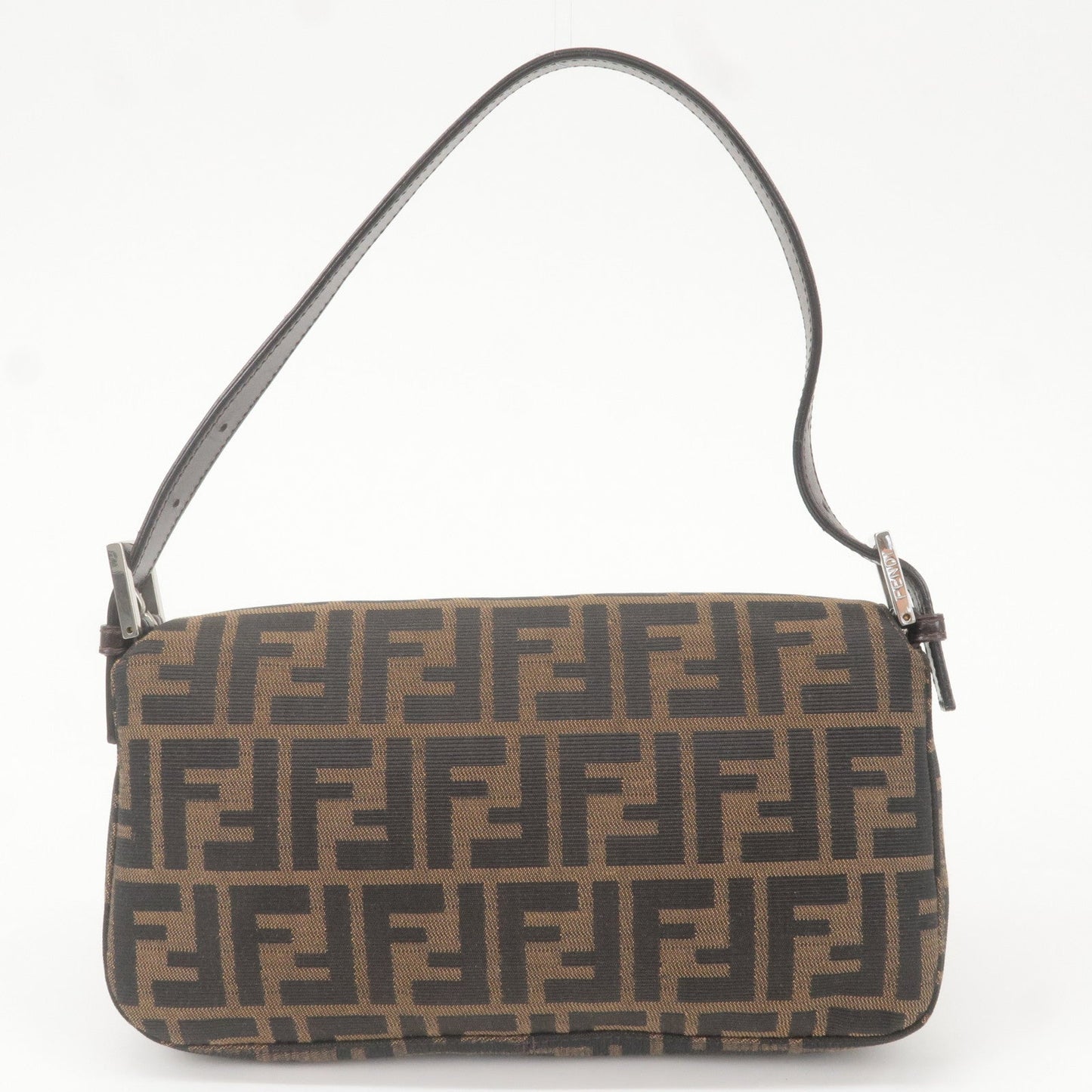 FENDI Mamma Baguette Zucca Canvas Leather Bag Beige 26424