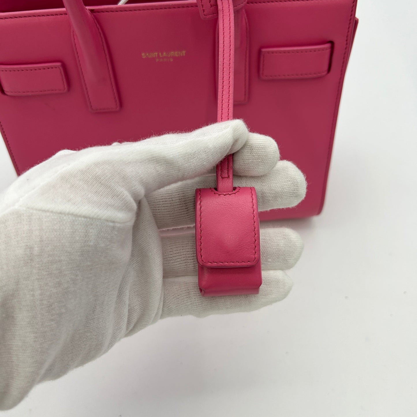 SAINT LAURENT Calfskin Nano Sac De Jour Bubblegum LA1084
