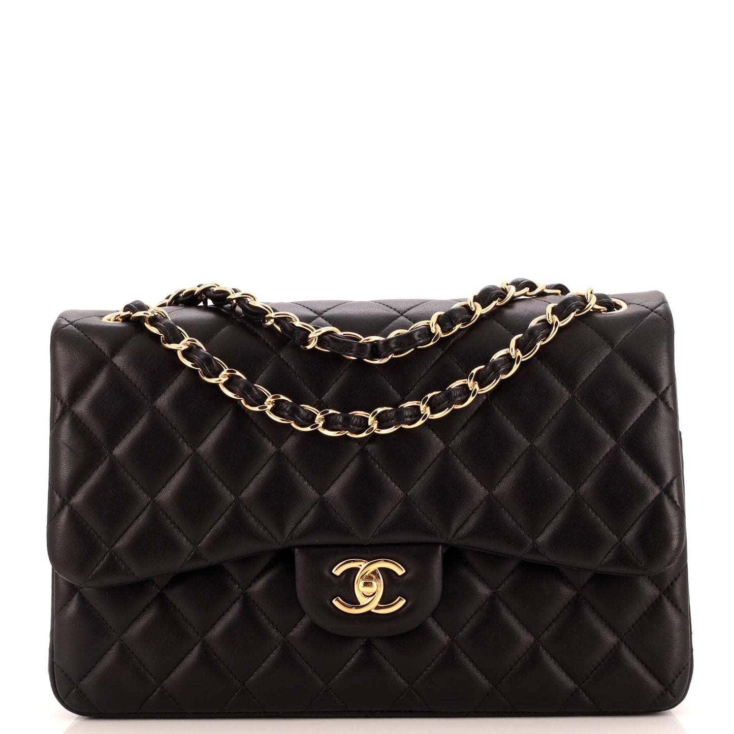 CHANEL Classic Double Flap Bag Quilted Lambskin Jumbo