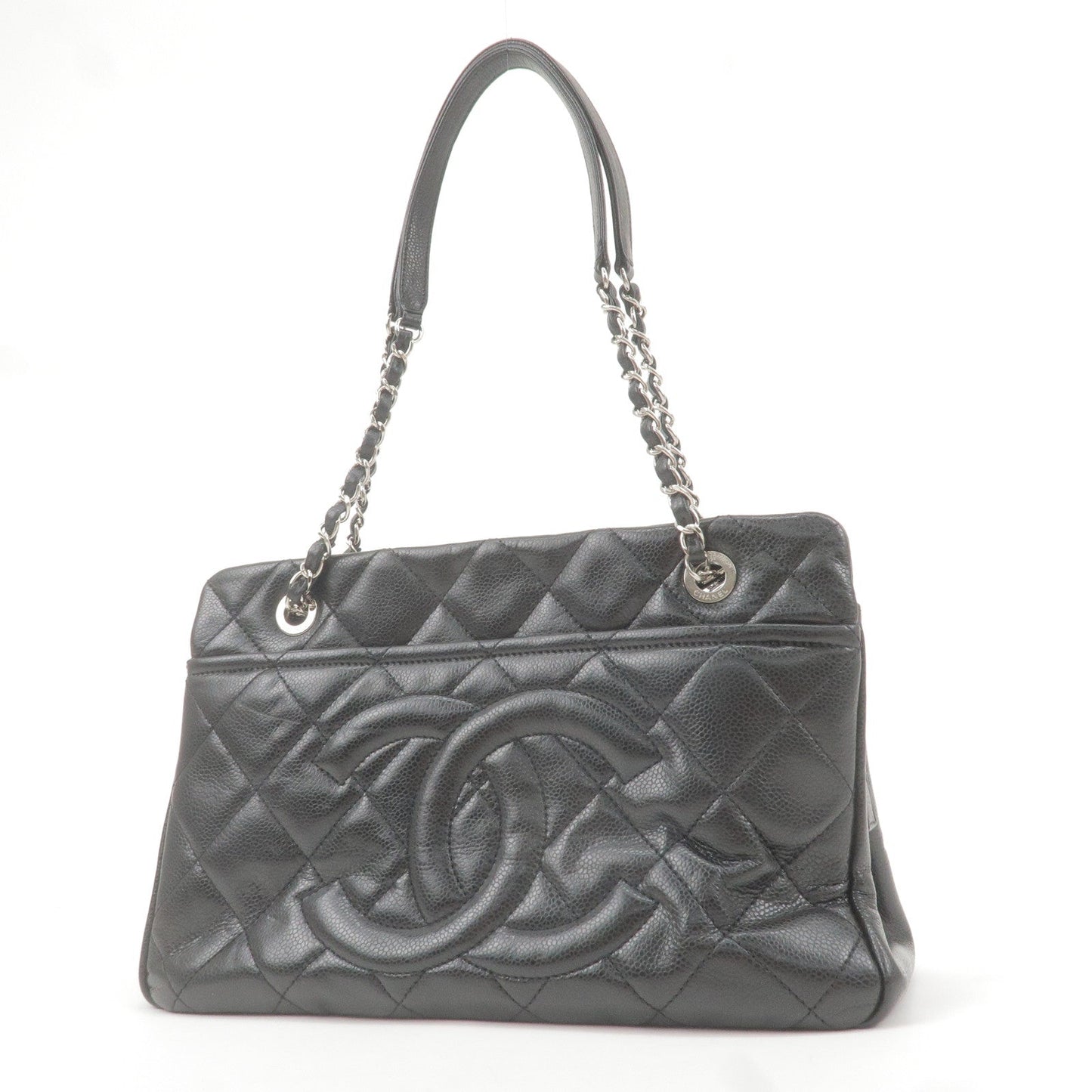 CHANEL Matelasse Caviar Skin Chain Tote Bag Black A67294