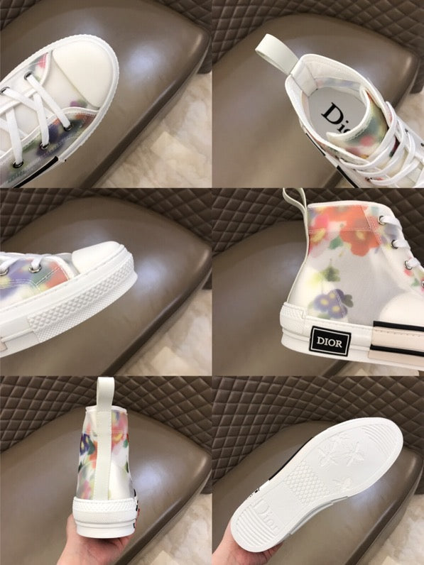 GLM - DIR B23 White Floral Print HIGH-TOP SNEAKER