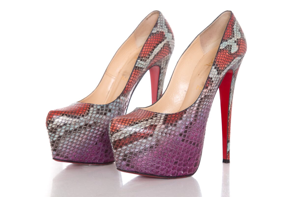 Christian Louboutin Multi Color Daffodile Python Pump SZ 40
