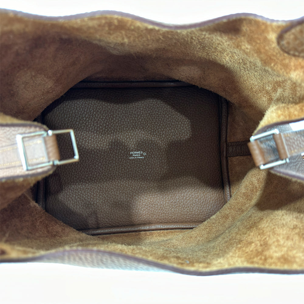 Hermes Picotin Lock  MM Brown Alligator  Clemence Silver  YÃƒÂ¥Ã‹â€ Ã‚Â» 22 Handbag