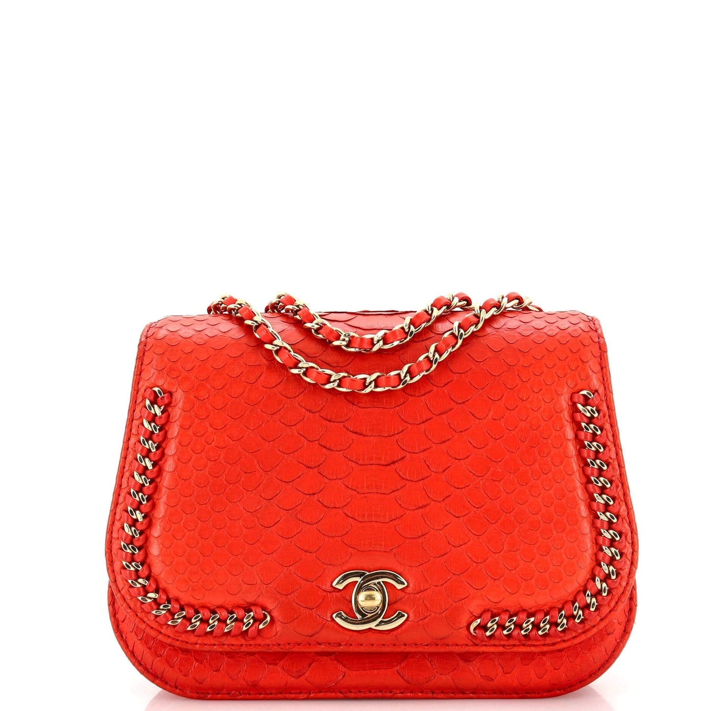 CHANEL Braided Chic Flap Bag Python Small