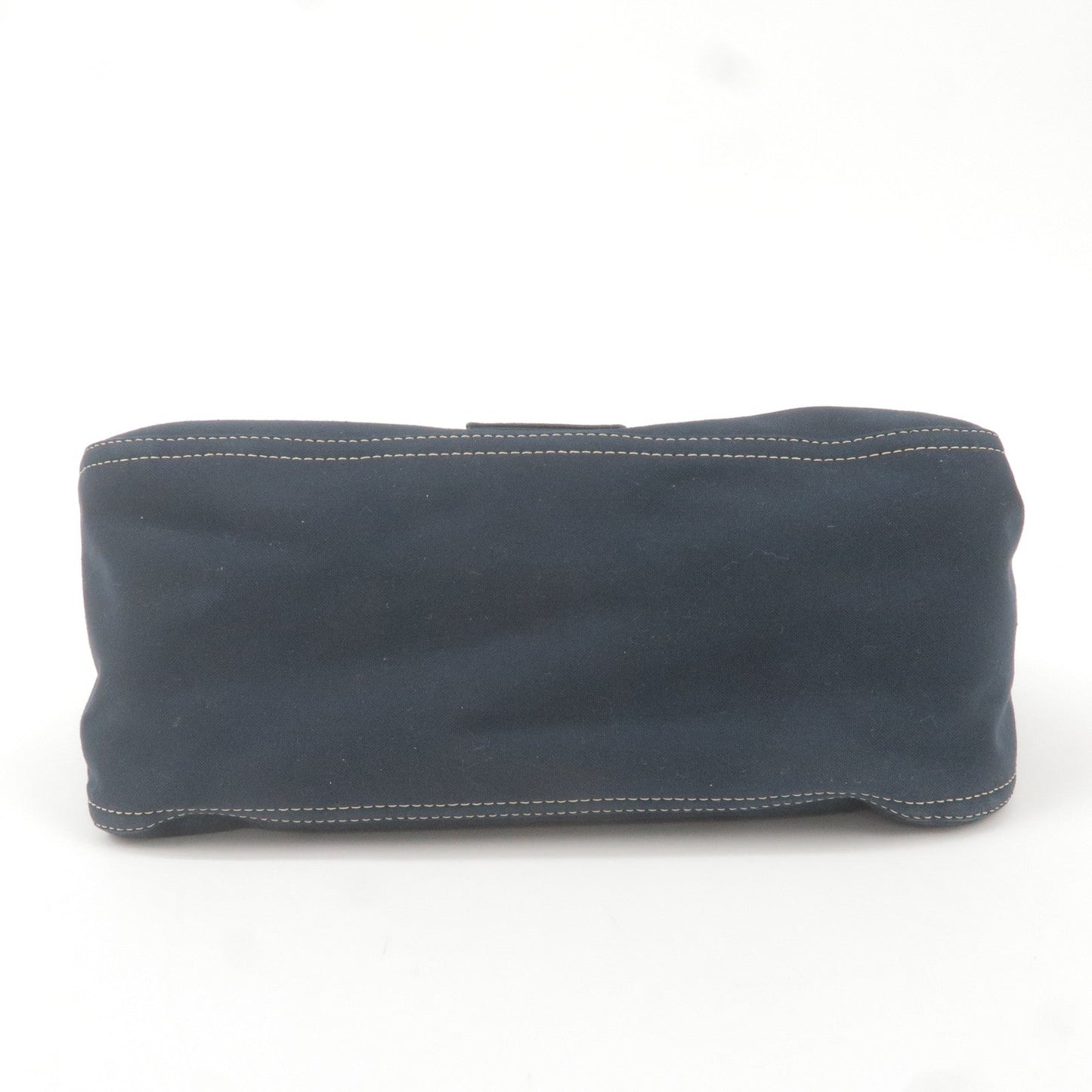 FENDI Mamma Baguette Canvas Leather Shoulder Bag Navy 26325