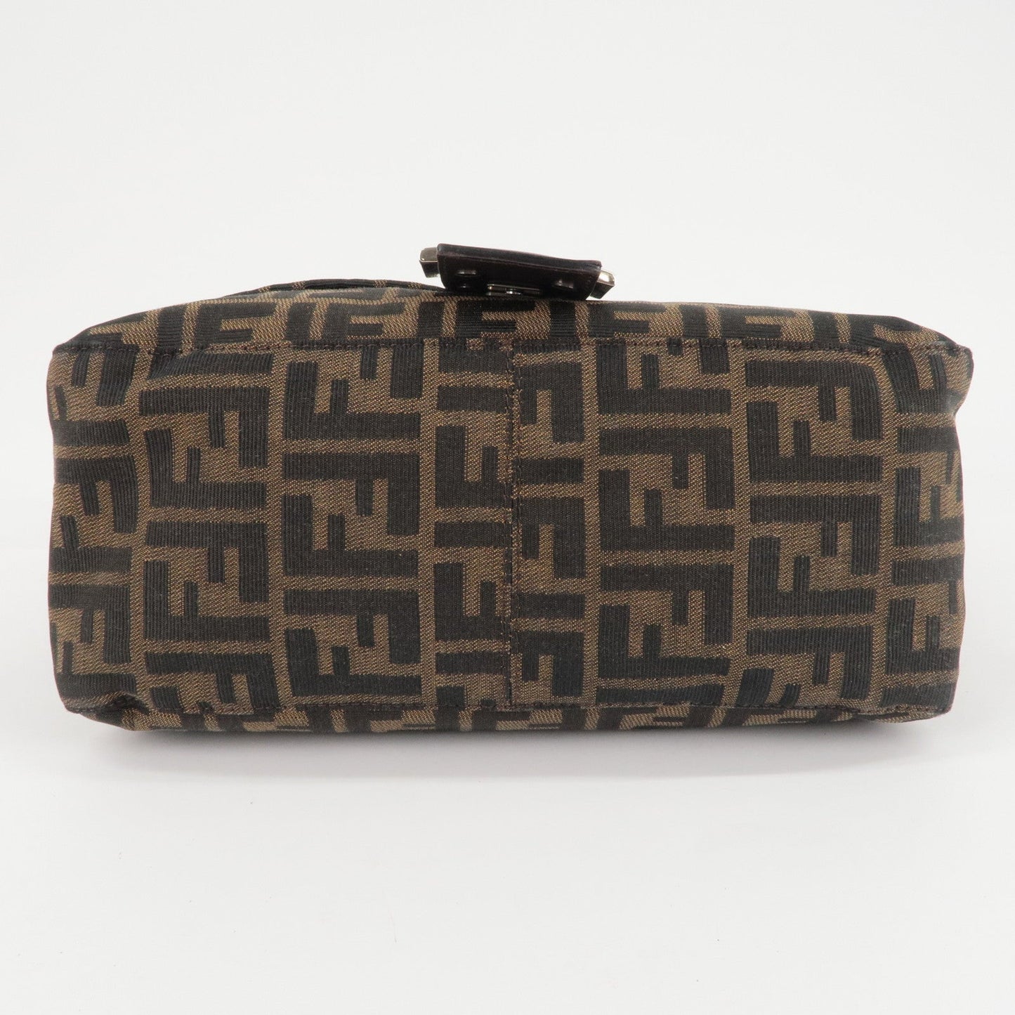 FENDI Zucchino Mamma Baguette Canvas Leather Bag Brown Black 26325