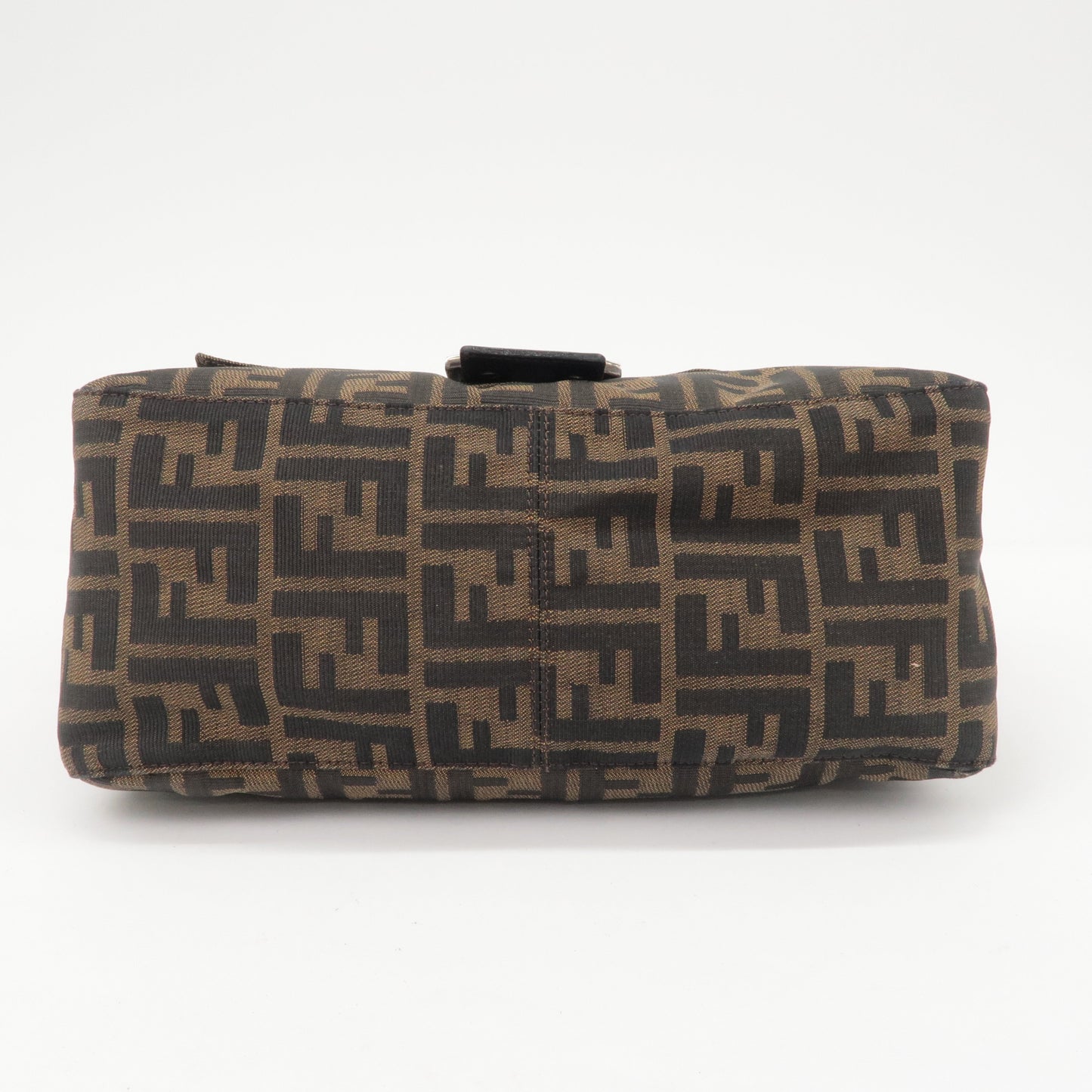 FENDI Mamma Baguette Zucca Canvas Leather Shoulder Bag Brown