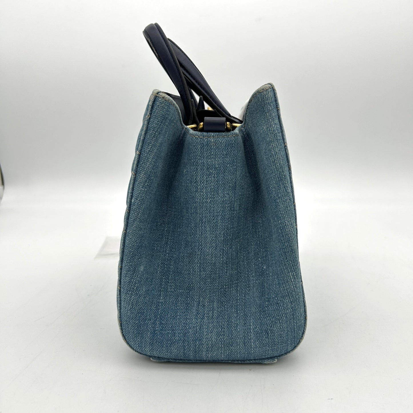 Gucci Denim Matelasse Small Pearly GG Marmont Tote Blue LA26996