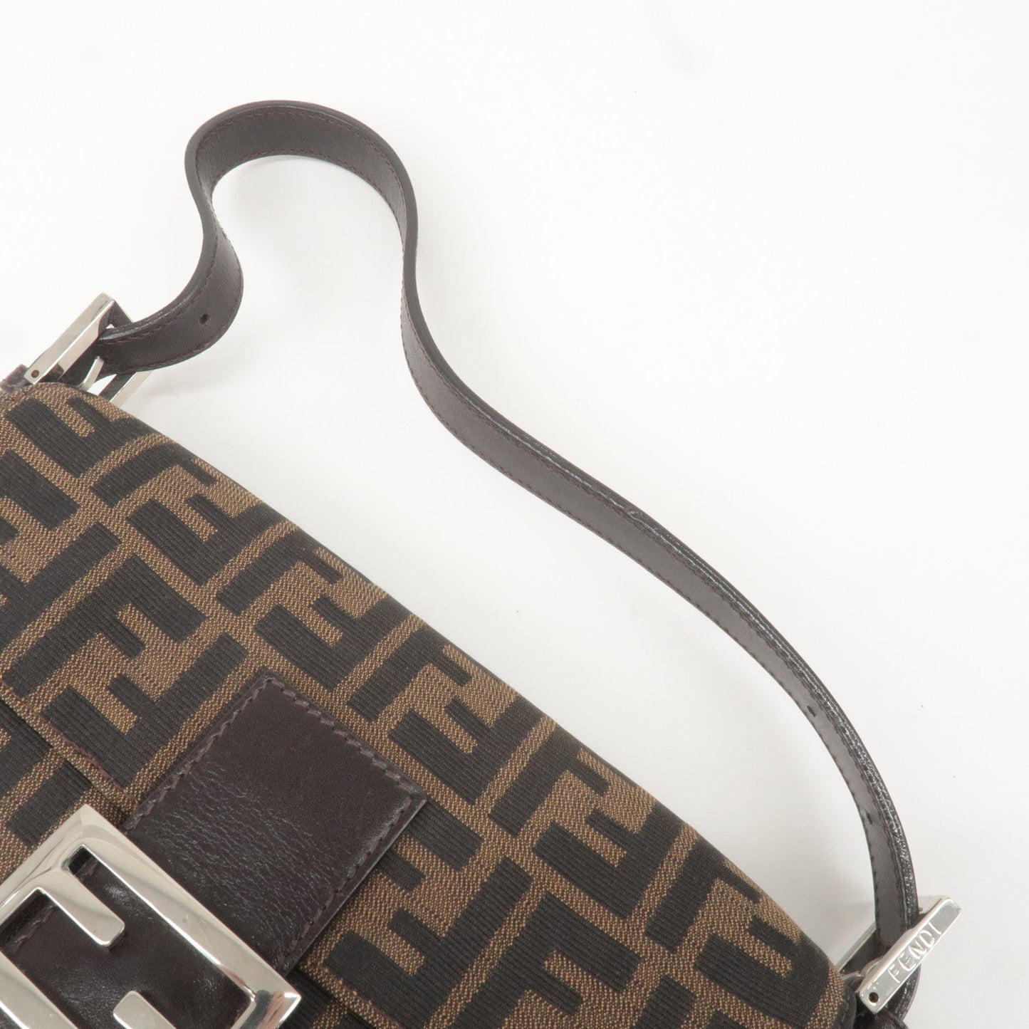 FENDI Mamma Baguette Zucca Canvas Leather Bag Beige 26424