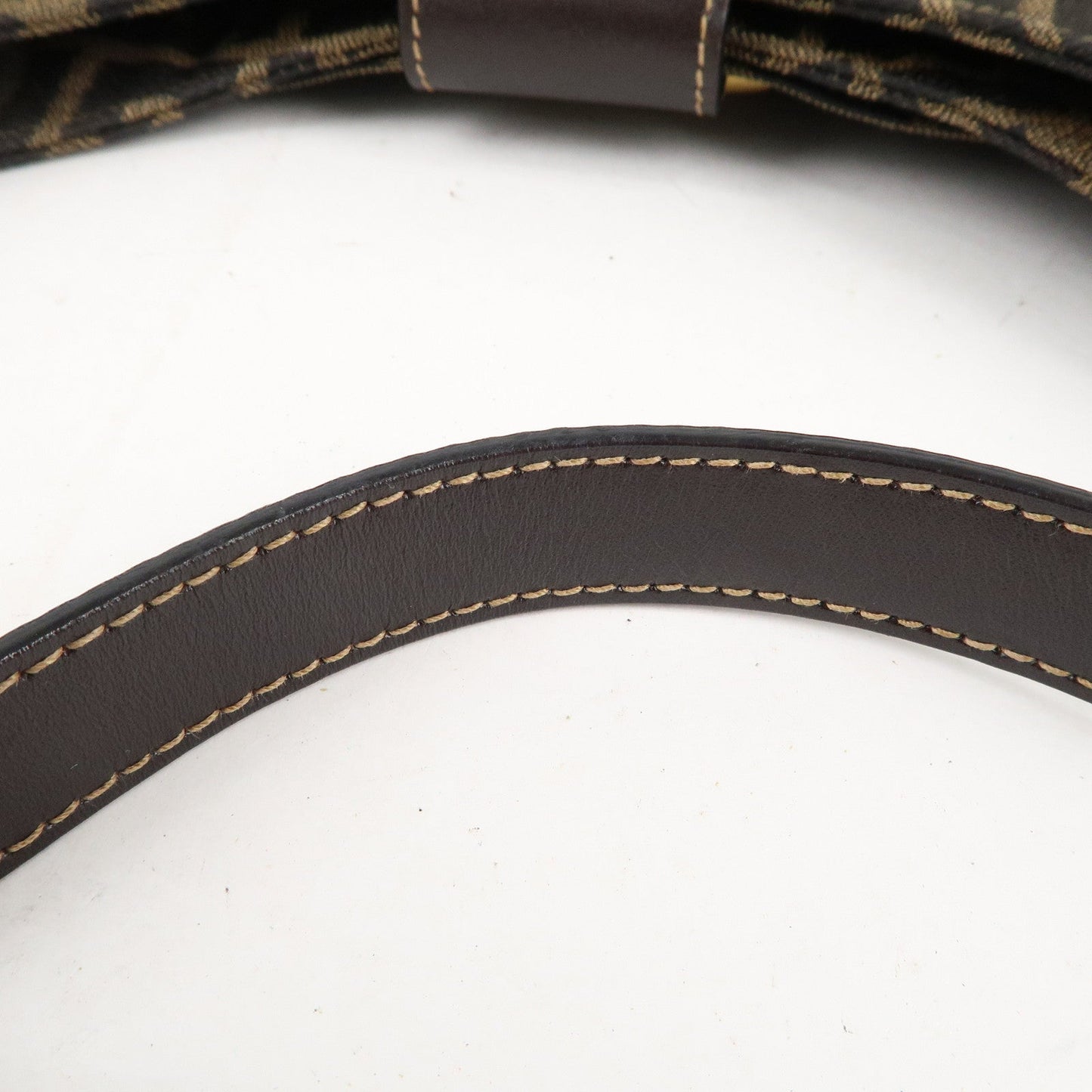 FENDI Zucca Canvas Leather Shoulder Bag Brown Black 26569