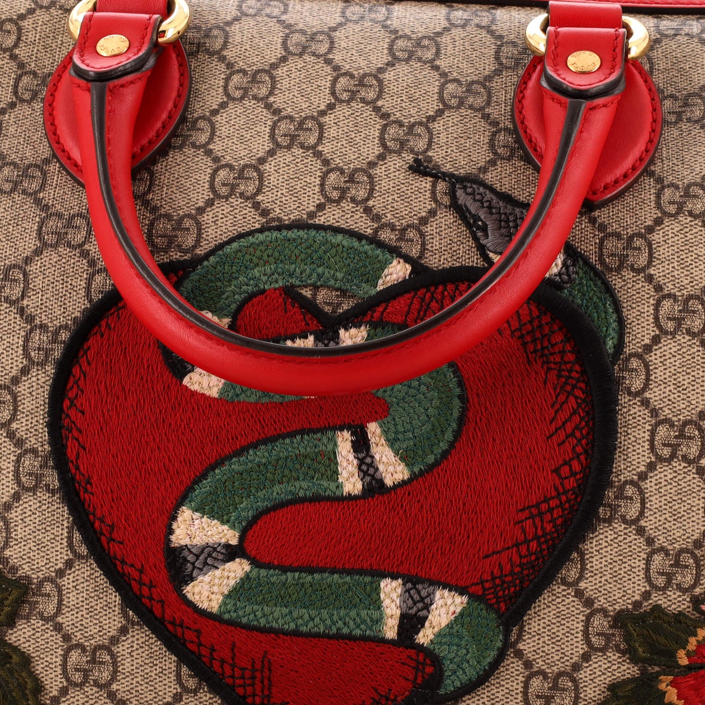 Convertible Boston Bag Embroidered GG Coated Canvas Medium