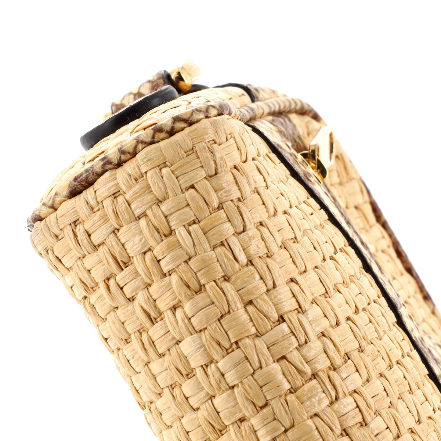 Ophidia Shoulder Bag Raffia with Snakeskin Mini