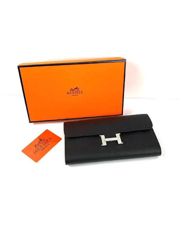 HermÃƒÆ’Ã‚Â¨s Black  Epsom Constance Long Wallet PHW