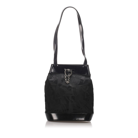 Pre-Loved Ferragamo Black Nylon Fabric Tote Bag Italy