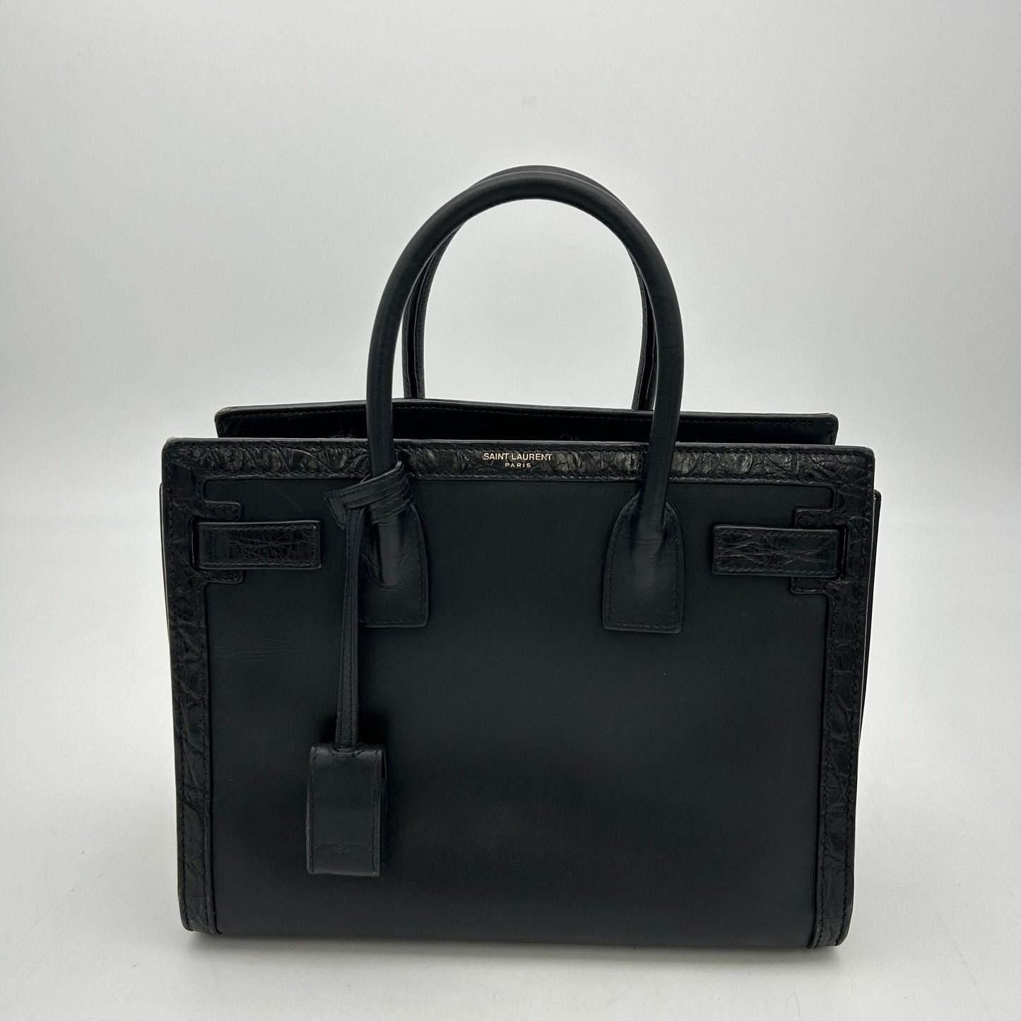 SAINT LAURENT Calfskin Crocodile Embossed Small Sac de Jour ITNJACI1KY6G