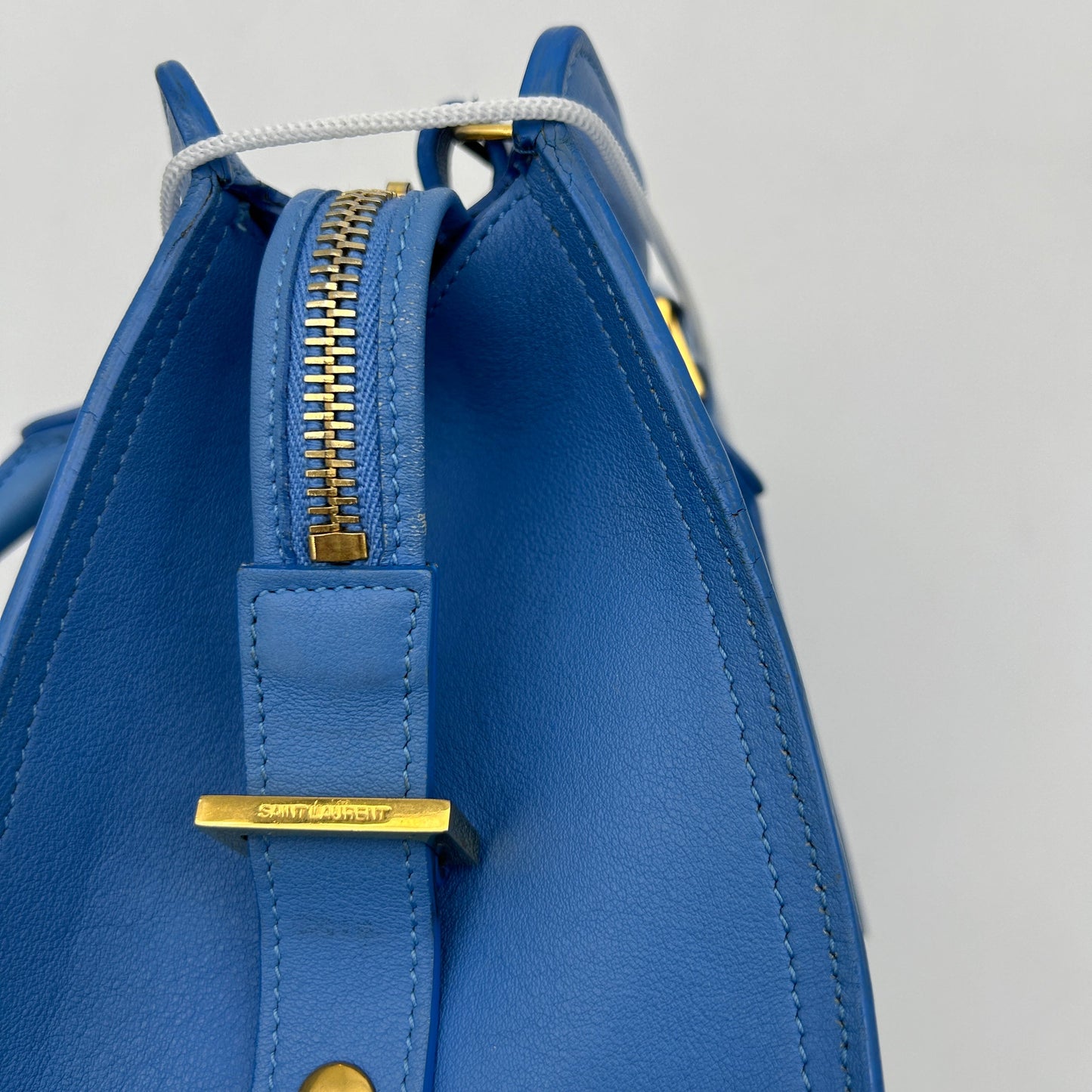 Saint Laurent Baby Cabas Blue Leather Top Handle Bag Medium