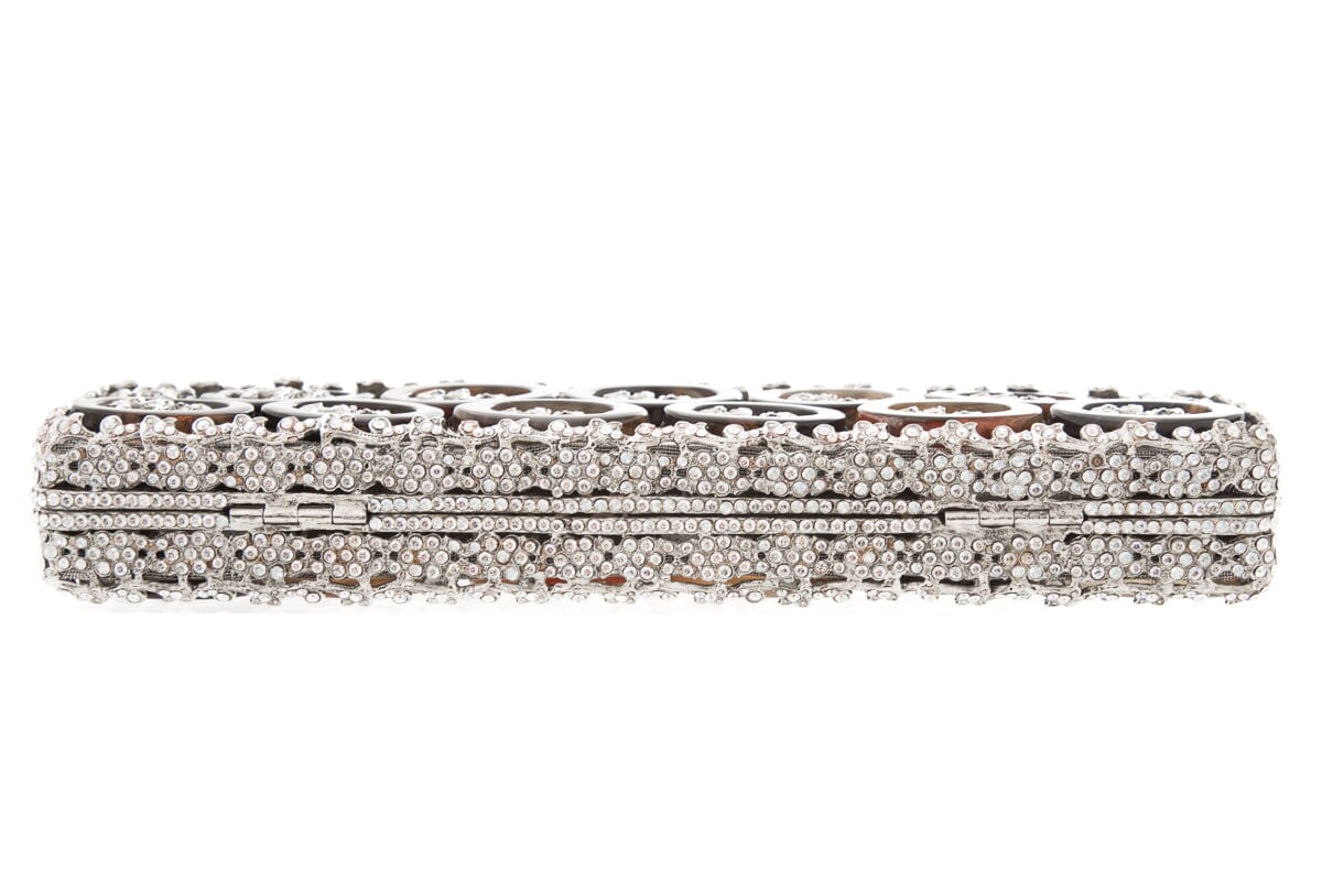 Edidi Silver Embellished Rectangle Clutch